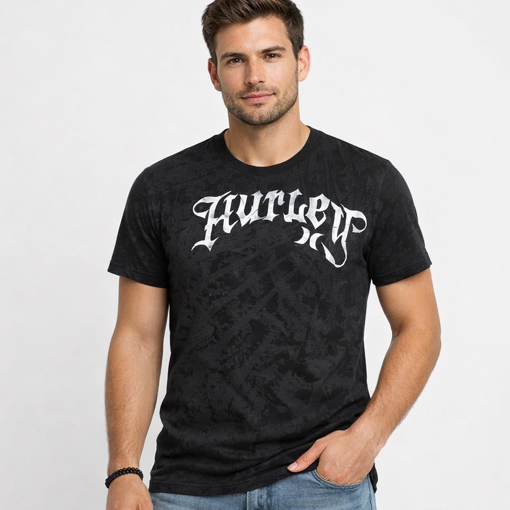 Y2K Hurley Men’s Sz Small t-shirt gray charcoal color short sleeves